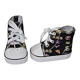 Ari and Friends Fits American Girl 18 inch Dolls - Emoji Fun Hi Top Sneakers- 18 Inch Doll shoes - Designed In USA to Fit 18 inch Dolls - A modern twist of traditional 18