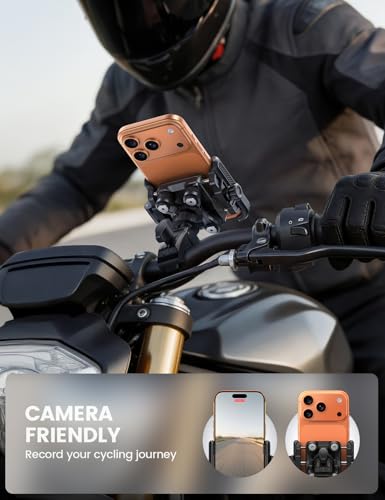 Lamicall Motorcycle Bike Phone Mount - [Upgrade Vibration Dampener] [Camera Friendly] Bike Phone Holder Handlebar Clamp, Bicycle Cell Phone Mount (Black)