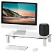 FITUEYES Glass Computer Monitor Riser Desktop Stand Clamp for Single Monitor+Speaker DT105001GC