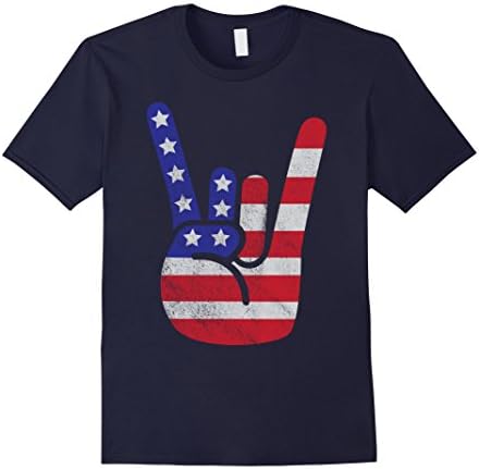 Mens Vintage American Flag Big Rock Sign America Novelty Shirt XL Navy