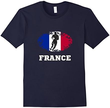 Mens Distressed France Rugby Pride T Shirt XL Navy