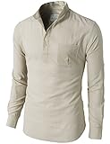 H2H Mens Casual Slim Fit Henley Roll-up Sleeve Cotton Lightweight Shirts