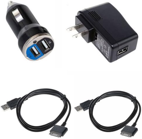 EPtech 2A Dual Car Charger + Wall Charger for NOOK HD 7 in BNTV400 8GB Data Sync Charger