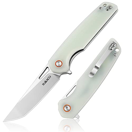 SUMACO Folding Knife Stonewash D2 Steel Balde G10 pocket knife for men Tactical knife Handle