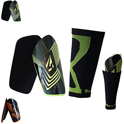 Soccer Shin Guards Extreme Armour Foam High Absorbtion Impact Protection with Compression Sleeve,Men Women Fit Height Range 5.9''~6.5''