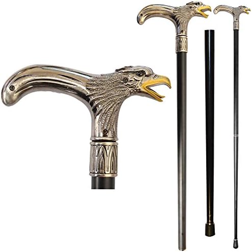 Eagle Head Cane - Walking Stick Top & Bottom Pieces Unscrew For Easy Travel