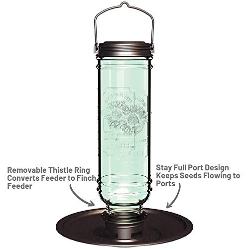 More Birds Songbird Vintage Bird Feeder, Sunflower and Thistle Feeder, 4 Feeding Ports, 1.5 lb Seed Capacity