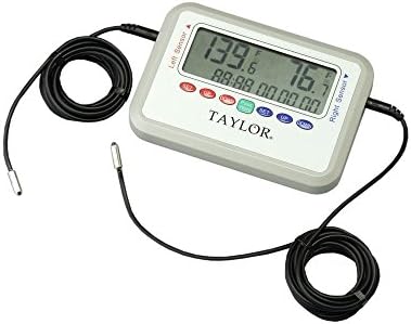 Taylor White Plastic Critical Care Digital Refrigerator and Freezer Thermometer with Probe - -40° to 392°F