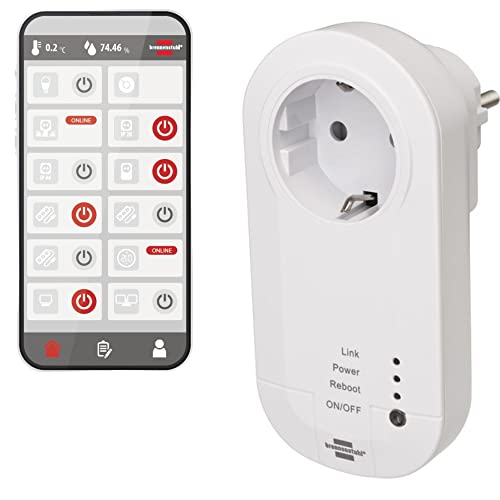 Brennenstuhl Connect Wa 3000 Prise Wi-Fi Intelligente Compatible Avec Alexa Et Google Assistant, Pas De Hub Nécessaire, Prise Intelligente Avec Minuterie Et Application Gratuite, 1294840