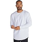 BYLT Men's Drop-Cut Long Sleeve – Plain Crewneck Shirt for Men – Soft Polyester, Cotton, Spandex Blend – Wrinkle Resistant