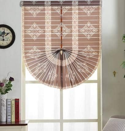 Korean Fan-Shaped Shutter Blinds,Wide uv Protection Soft Curtain Horizontal Blinds Blinds Bedroom Guest Rome Curtain Hall Customization-Brown 58x162cm(23x64inch)