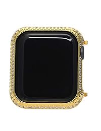 Callancity Rhinestone Crystal Diamond Joya de metal Bisel Funda Compatible Apple Watch Serie 4 Cristales blancos para hombre   mujer, 40 mm