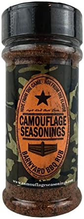 Camouflage Seasoning Barnyard BBQ Rub for slow roasting and smoking meats, barbecue seasoning, outstanding on pork butts and chicken