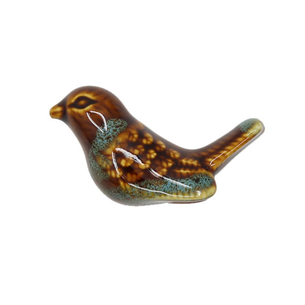 Blausky Pack of 2 Leopard Print Ceramic Door Knobs, Ceramic Handles with Screws, Vintage Ceramic Pull Knobs, for Kitchen Cabinets, Doors and Drawers, Wardrobes, Cupboards, Blue Bird, 55 x 35 mm