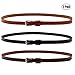 Set of 3 Women's Genuine Cowhide Leather Stylish Thin Dress Belt Fashion Vintage Casual Skinny Belts for Jeans Shorts Pants Summer for Women With Alloy Pin Buckle By ANDY GRADE (Style A)