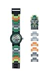 Lego Nexo Knights Aaron Kids Minifigure Link Buildable Watch | Green/Orange | Plastic | 25mm case Diameter| Analog Quartz | boy Girl | Official (8020523)