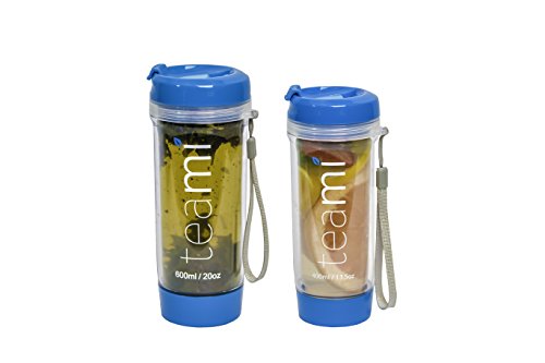 FRUIT INFUSER Water Bottle Tumbler with a Lid | 100% BPA FREE | Our Best Infusion Bottles for Infused Fruit, Smoothies, Tea, and Coffee | Double Walled Mug, Hot & Cold (13.5 Ounces, Blue)