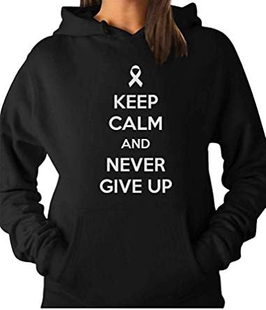 Laura Longman Keep Calm & Never Give Up Breast Cancer Awareness Ribbon Women Hoodie