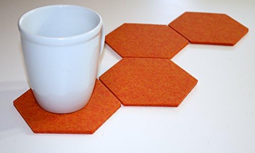 Oversized Hexagon Drink Coaster in 5mm Thick Merino Wool Felt- Sunset