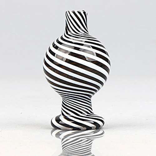 Color Art Glass Cap Diameter 2.6cm Height 4.7cm 1 PCS (White Black Strip)