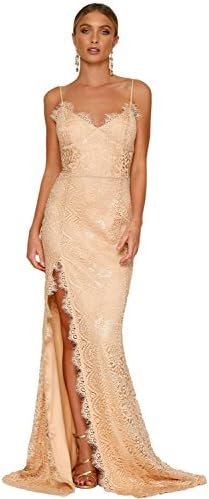 Women's Sexy Lace Crochet Bridal Evening Wedding Party Gown Open Back Long Formal Dresses Side Slit
