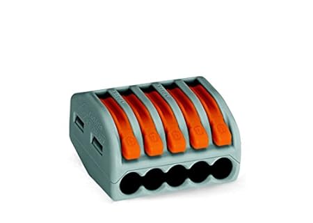 WAGO 222-415 Verbindungsklemme, 5 Pole, wieder lösbar,1er Pack (1 x 40 Stück)