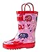 OAKI Kids Rubber Rain Boots Easy-on Handles, Pink Elephants, 8T US Toddler