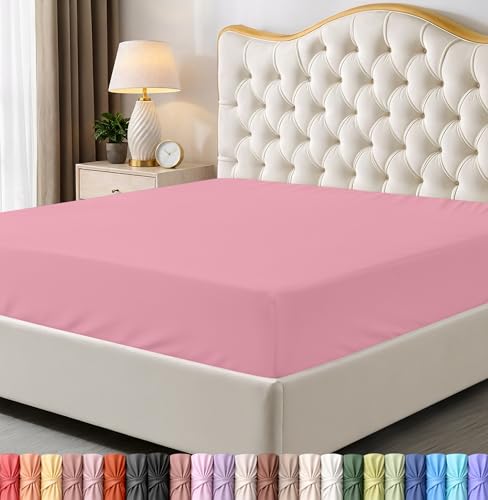 Utopia Bedding Queen Hoeslaken - Onderlaken - Diepe zak - Zachte Microfiber -Krimp- en vervagingsbestendig, Gemakkelijk te onderhouden - Alleen 1 hoeslaken (roze)