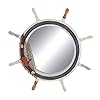 Deco 79 Wood Sail Boat Ship Wheel Wall Mirror with Netting Accent, 25" x 2" x 25", White 41D2GrhUpoL. SS100