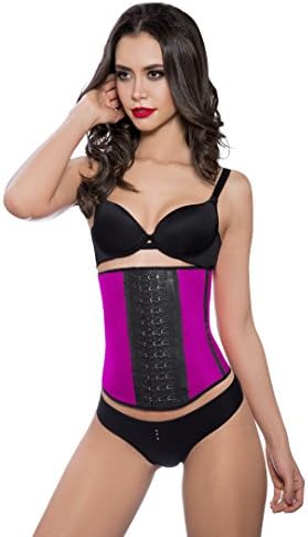 Nuvo Fit Faja Colombiana Latex Sports Waist Trainer Cincher Short Torso 3 Hook Rows Pink XXL
