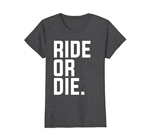 Womens ride or die script t-shirt large dark heather