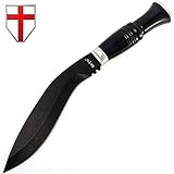 Grand Way Kukri Fixed Blade Gurkha Knife - Classic Black Curved Steel Sword Machete - Big Fix Hunting Knife - Large Bowie Survival Tool XG-B