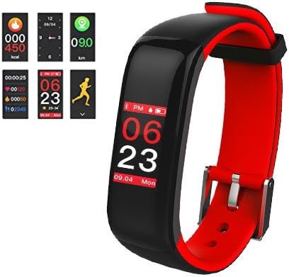 Fitness Watch HD Color Screen IP67 Waterproof Bluetooth Fitness Tracker Blood Pressure Watch With Heart Rate Monitor/Pedometer/Sports Data/Sleep Tracker P1 Plus Built-in GPS Tibang Fitness (Red)