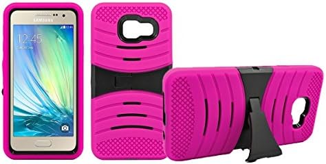 Samsung Galaxy A7 2016 Case, GADGETFARMER Heavy Duty Tough Hard Shock-Resistant Dual Layer Ultra Durable Protective Kickstand Case Cover (Pink/Black)