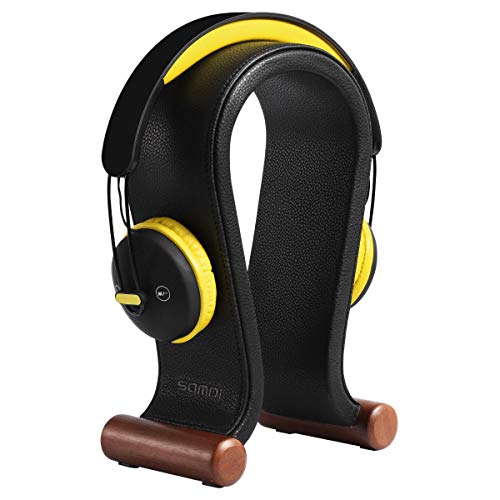 SAMDI Leather Headphone Stand Headset Stand Headphone Holder Universal Gaming Headset Holder – Black