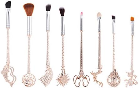 Dilla Beauty 8Pcs / lot Shape of Game of Thrones Makeup Brushes Set Gold Metal Powder Contour Blush Concealer Foundation Makeup Magic Brushes Tool Beauty Tools (Rose Gold)