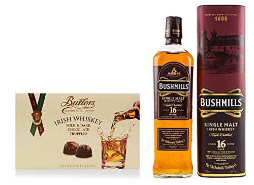 Bushmills 16 Jahre irischer Single Malt Whiskey + Irish Whiskey Truffles
