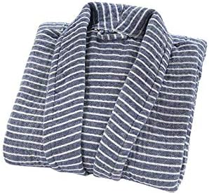 QIXIAOTING Cotton Gauze Bathrobe, Cotton Couple Bathrobe Autumn and Winter Absorbent Men's and Women's Nightgown for Living Room Bedroom Bathroom,Blue,XXL