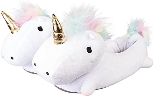 Unicorn Slippers White Plush Ultra Soft Adult Size Unicorn Slippers