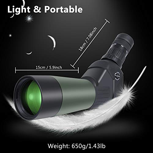 20-60x60 HD Spotting Scope with Tripod, Optics Zoom 57-120Ft/1000Yds BAK4 Angled Spotting Scope for Target Shooting,Hunting,Bird Watching,Wildlife Scenery