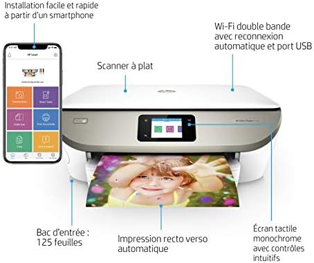 HP Envy 7134 4800 x 1200DPI A Jet d'encre Thermique A4 14ppm WiFi - Multifonctions (A Jet d'encre Thermique, 4800 x 1200 DPI, 125 Feuilles, A4, Impression directe, Gris, Blanc)