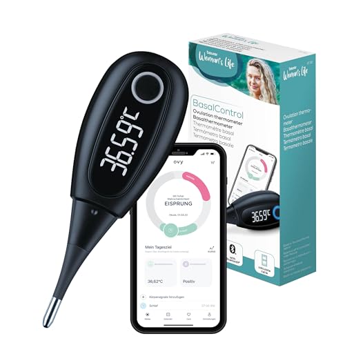 Beurer OT 30 BasalControl Smart, Basalthermometer zur Zykluskontrolle, mit Ovy Zyklus-App für hormonfreie Verhütung oder als Kinderwunsch-Unterstützun