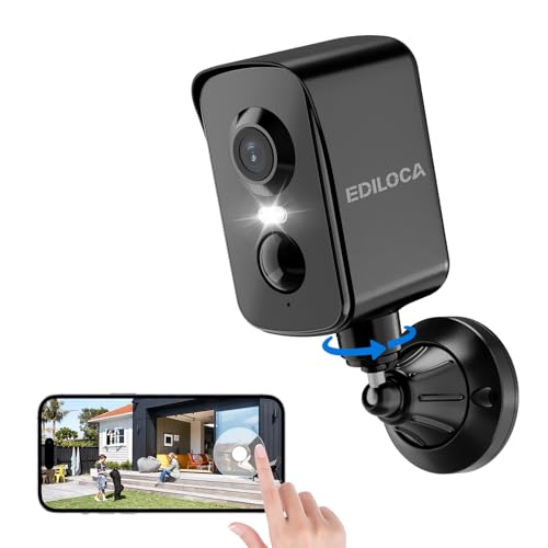 WiFi Camera Indoor/Outdoor, Surveillance Camera 2K 3MP Wireless Rechargeable Battery, 300° Rotation, Human PIR Detection, Color Night Vision, Waterproof IP65-Black