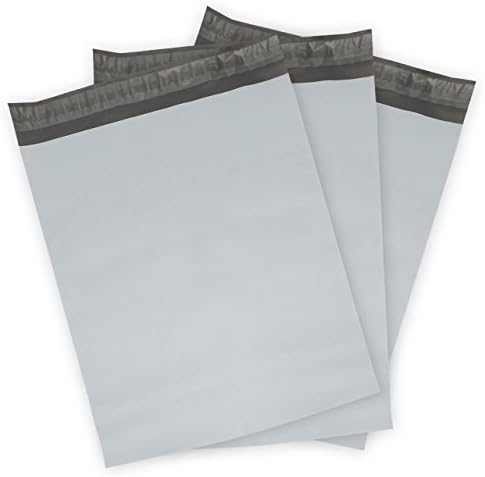 250 - 14.5x19 Poly Mailers - 2.5 mil White / Gray Plastic Shipping Bags (14.5"x19")
