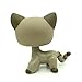 Littlest Pet Shop LPS Gray Short Hair CAT Green Eyes Blue Flower Toy #483
