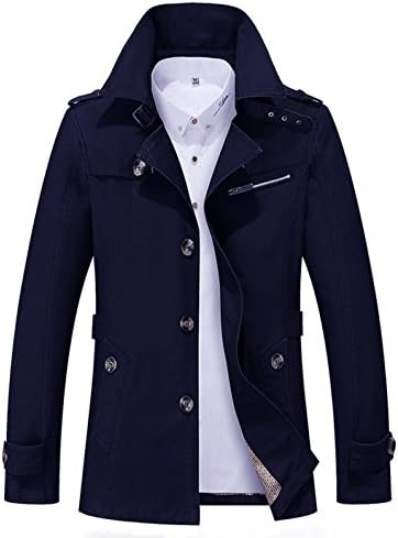Salamay Men's Casual Cotton Lightweight Jacket Slim Fit Windbreaker Coat Navy Large