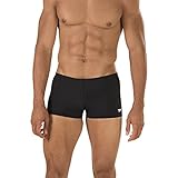 Speedo Men's Solid Square Leg Endurance+ Long-Lasting No-Pinch Swimsuit, Black, 34