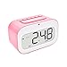 GEREE Alarm Clock, Cute Emoji Desk Clock Smart Backlight/Temperature/Snooze Wake Up Alarm Clocks for Bedrooms, Office Desk Cube Alarm Clock Battery Operated Best Gift for Kids, Family (Pink)