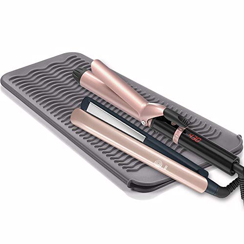 S&R Hair Iron Mat & Pouch, Professional Heat Resistant Mat for Flat Iron and Curling Iron, Portable Silicone Travel Hair Straightener Mat and Cover for Hair Styling Tools