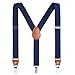 AWAYTR Kids Boys Adults Suspenders - 4 Sizes Sturdy Metal Clips Elastic Adjustable Suspender (27 inches (5 Years-9 Years),Navy blue)